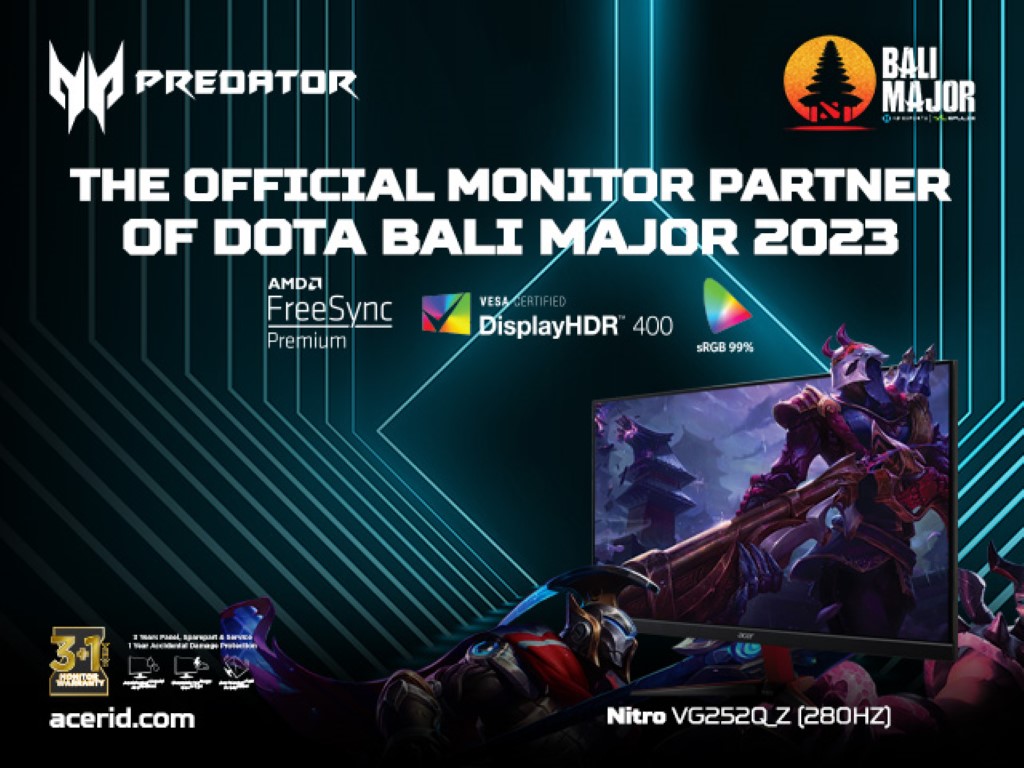 Acer menjadi salah satu sponsor acara Bali Major melalui penyerahan 150 monitor NITRO VG252Q_Z yang akan digunakan dalam kompetisi