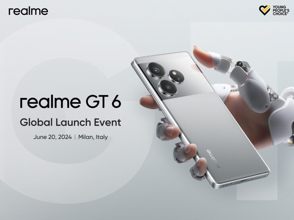 perangkat smarpthone realme GT 6 warna silver